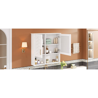 Armoire de toilette 2 en 1, armoire à pharmacie murale de 30 pouces avec tablettes réglables et portes à fermeture en douceur