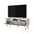 Stylish White And Natural Oak TV Stand With 2 Doors And Open Shelves For Ample Storage And Display-1891175026