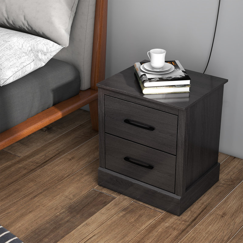 Hawi 46 cm W Bedside Table, Dark Grey Oak