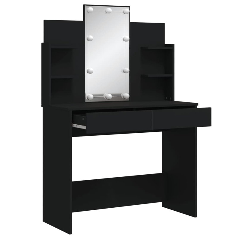 Micsunel Dressing Table with Mirror, Black