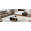 Vibe Haus, ensemble de 2 tables basses modernes et lumineuses, console de télévision moderne, tables centrales en bois avec plateau spacieux, armoire de rangement et tablettes réglables ouvertes pour le salon-1027663846