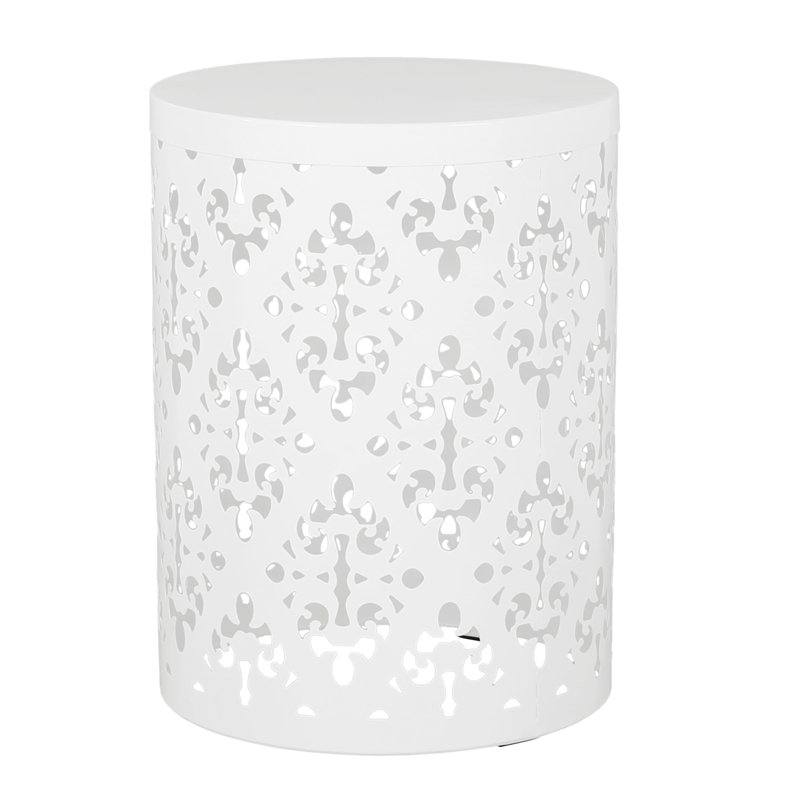Tables de bout en métal S / 2, élégance moderne avec décoration en fer, table de couleur blanche, pour une touche raffinée, sans assemblage