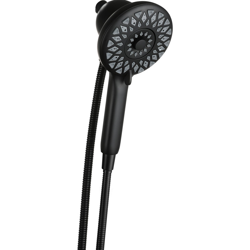 Pomme de douche à main avec débit élevé et 6 modes de jet, aspect noir mat, tuyau en acier inoxydable de 60 pouces, surface de 4,8 pour un jet d'eau puissant dans la douche en mode salle de bain, couleur, fixation magnétique sécurisée