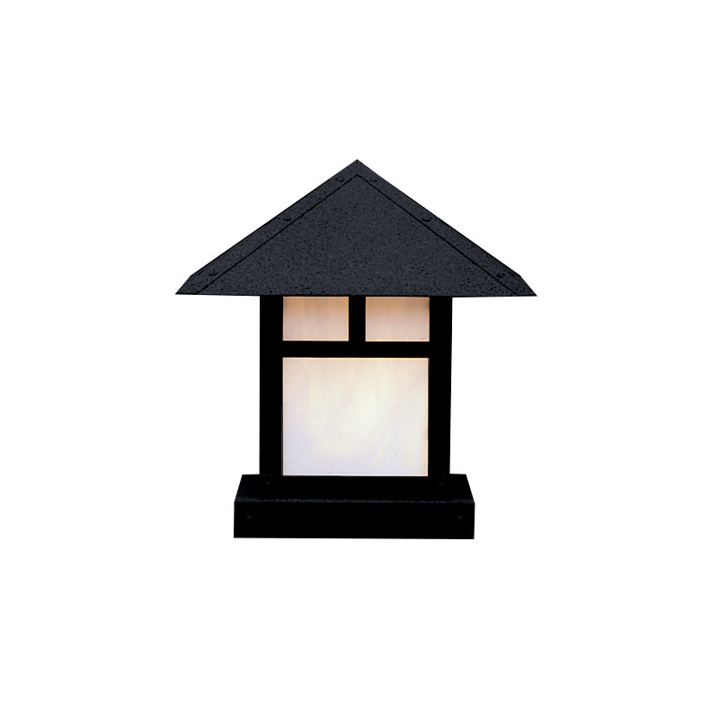 McLoud Pier Mount Light, 16.25" H x 16" W / T-bar, Satin Black, White Opalescent