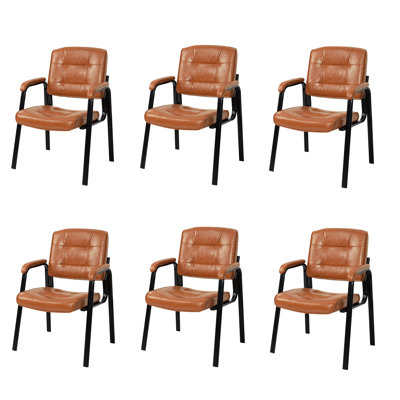 Office Guest Chair ,Faux Leather Seat Waiting Room Chair with Metal Frame, Set of 6 Reception Chair for Lobby