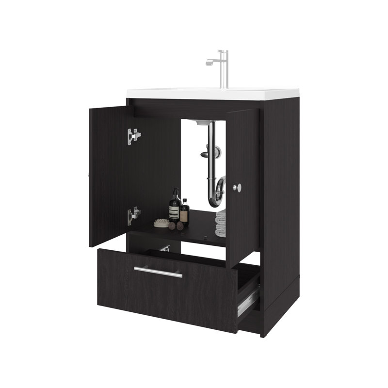 Meuble-lavabo autoportant 2 portes à finition 2 portes, 36 po x 24 po x 17,8 po, panneau de particules, polyvalent et organisé pour le rangement