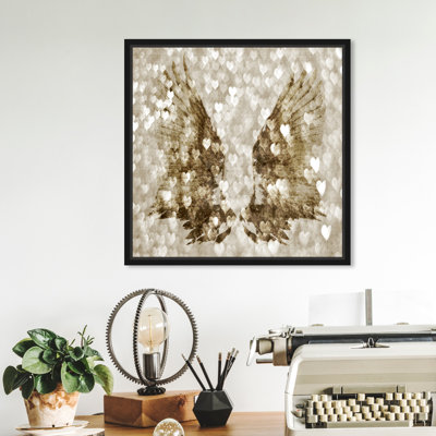 «My Gold Heart Wings, Angel Heart Wings», art graphique sur toile pour le salon
