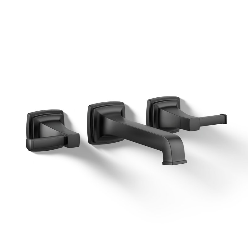 Riff Wall-Mount Bathroom Sink Faucet Trim, Matte Black