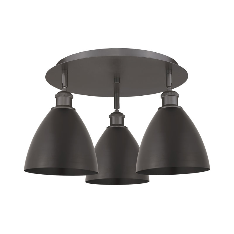 Plafonnier encastré 3 lumières 7,5 po Allare, Bronze frotté à l'huile, Bronze frotté à l'huile
