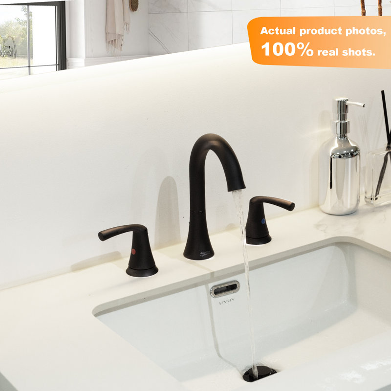 Widespread 2-Handle Bathroom Sink Faucet With Drain Assembly, Matte Black