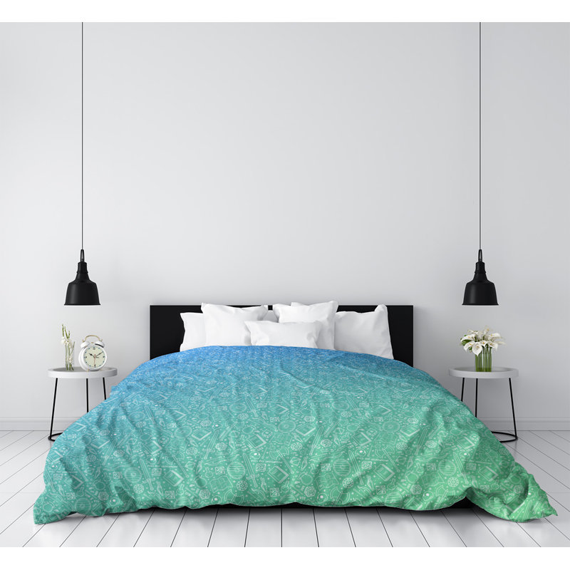 Katelyn Elizabeth Geometric Shapes Duvet Cover, Microfiber, Queen Duvet Cover, Sea Green/Blue