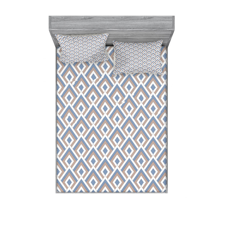 Ensemble de draps géométriques à répétition classique, Ensemble de drap pour grand lit avec drap-housse