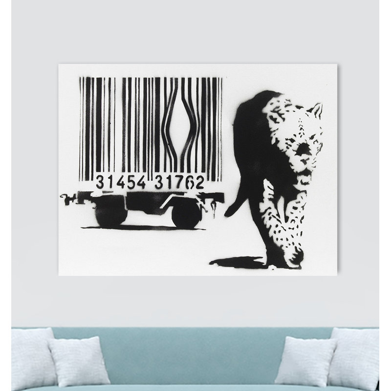 Banksy Barcode Leopard by Banksy - Wrapped Canvas Print, 30.5cm H x 40.6cm W x 3.8cm D