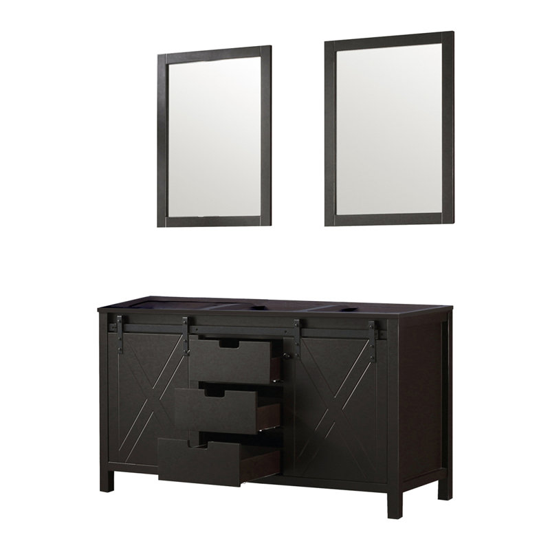 Meuble-lavabo double brun 60 po X P 22 po D et 24 po Miroirs, Brun
