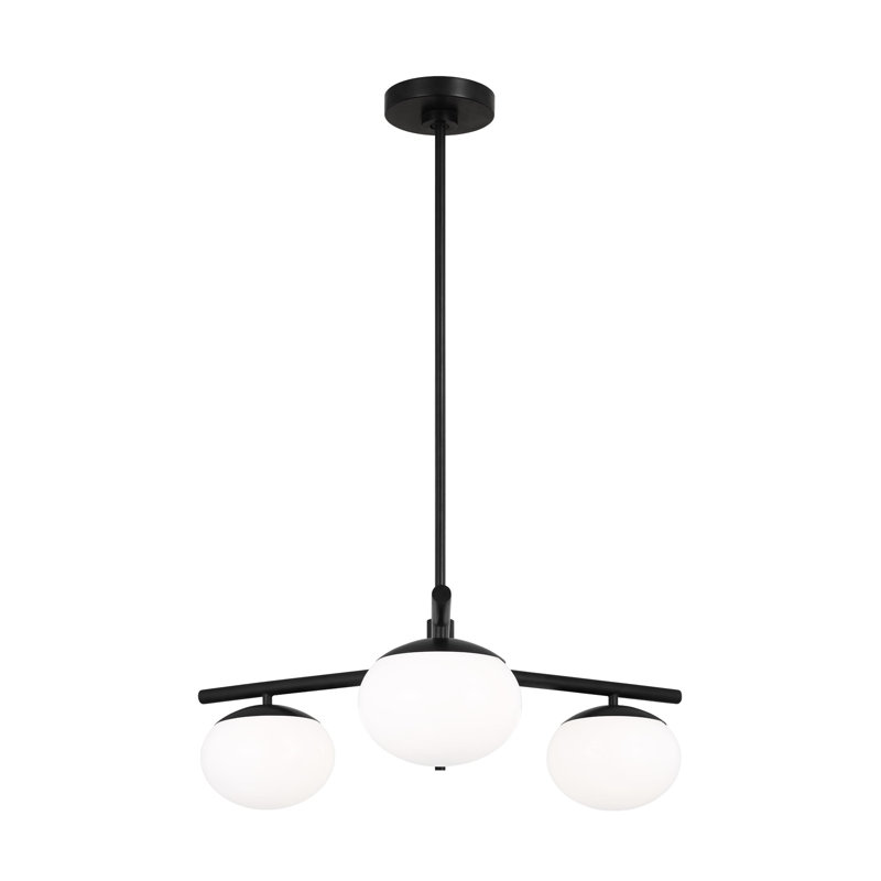 Lustre spoutnik à 3 lumières avec abat-jour en verre Vibi, Fer vieilli