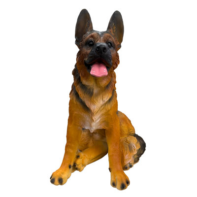German Shepherd figurine, outdoor courtyard realistic German Shepherd sculpture, garden lawn guard dog decorative craft, made of resin.