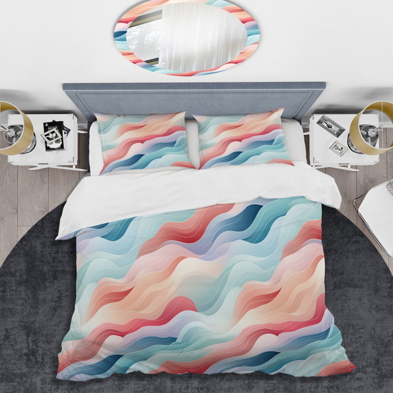 Pastel Harmony I - Ensemble de housse de couette à motif abstrait - Microfibre de polyester