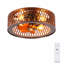 Ventilateur de plafond encastré en cage 20 po avec lumière, fandelier réversible à 6 vitesses avec télécommande Farmhouse, noyer foncé-1142944393