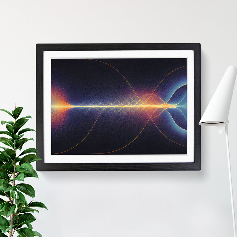 Enthralling Modern Abstract - Single Picture Frame Print, 46cm H x 64cm W x 2cm D, Black