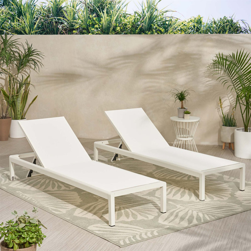 Chaise longue Cape Coral Kd Whi (Mp2) (ensemble de 2), Blanc