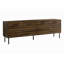 Meuble télé, 72 po, console, meuble multimédia, armoire de rangement, stratifié brun, métal noir, transitionnel