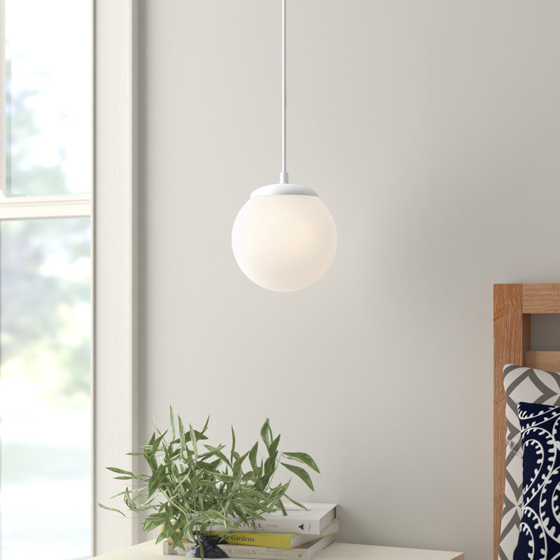 Leo - Grand luminaire suspendu à globe suspendu de Visual Comfort Studio, H 12,5 po x l 12 po x P 12 po, Blanc