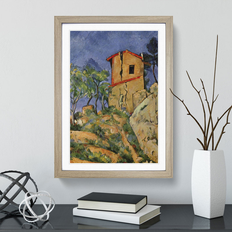 The House with Cracked Walls by Paul Cezanne - Picture Frame Painting, 65cm H x 48cm W x 2cm D, Oak