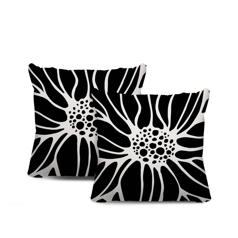 Housse et insert de coussin décoratif intérieur / extérieur en mélange de polyester, L 19 po x H 19 po, Noir