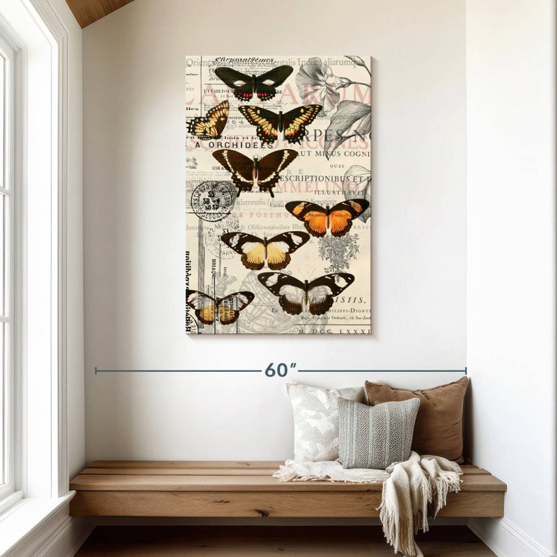 Collage rétro de papillons Brampt, H 45 po x l 30 po