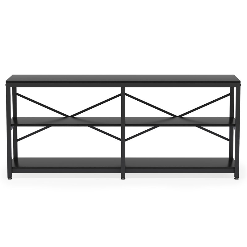 Console 70,9 po avec tablettes de rangement, Black, Noir