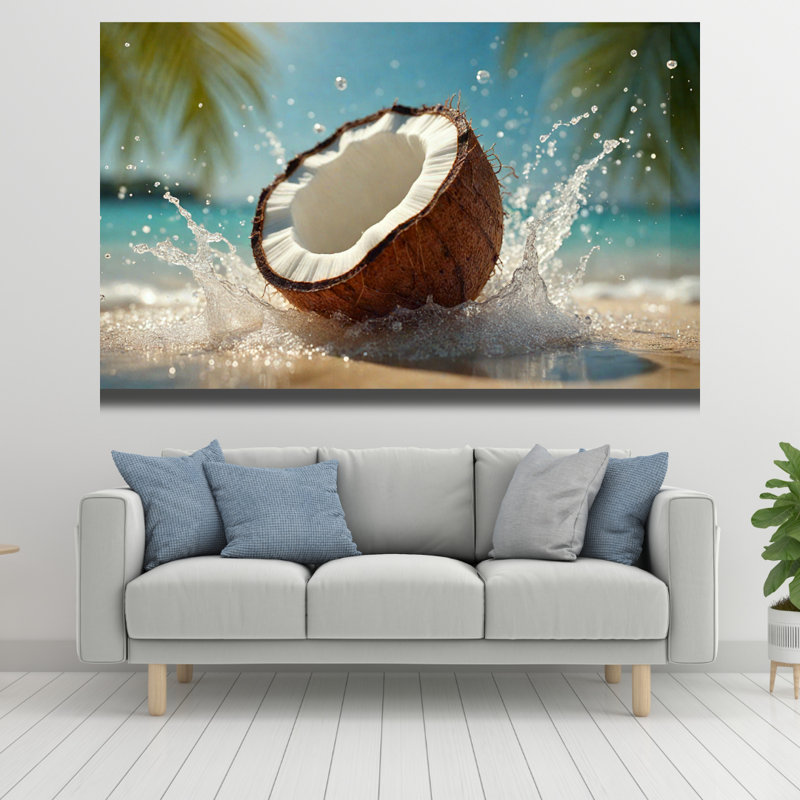 Art mural en verre trempé Coconut Splash, 8" H x 12" W