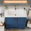 Meuble-lavabo autoportant 36 po avec lavabo 36 po, meuble-lavabo à 2 portes et 1 tiroir, poignée en métal, bleu-295106677-295106678