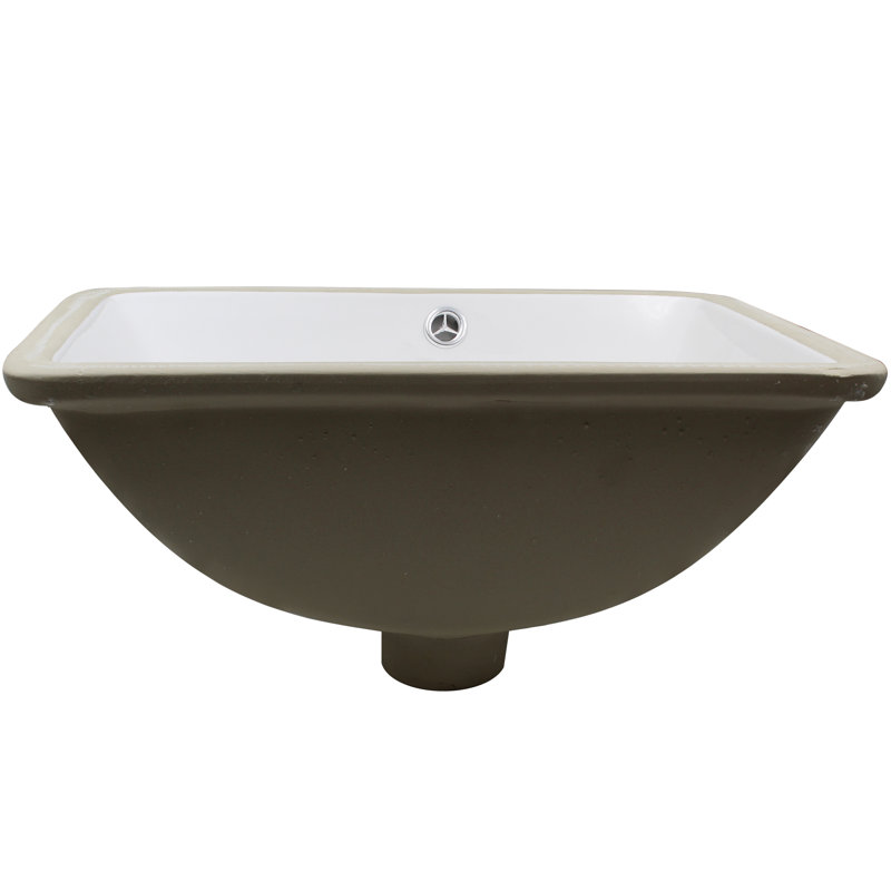 Rectangular White Ceramic Undermount Bathroom Sink