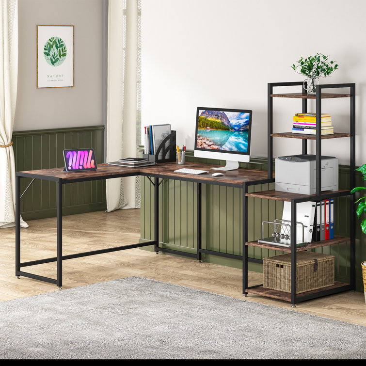 17 Stories Computer Desk with Storage Shelves & Reviews