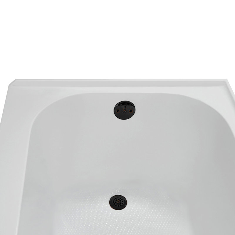 Baignoire en alcôve en acrylique blanc brillant avec drain extérieur 66 po x 32 po Streamline, Bronze huilé mat