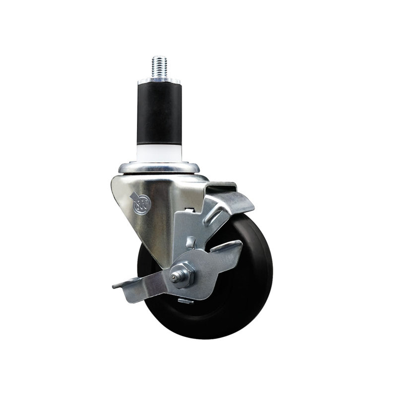 Roulettes pivotantes extensibles en caoutchouc souple 3,5 pouces 1-1 / 2 pouces avec frein SCC
