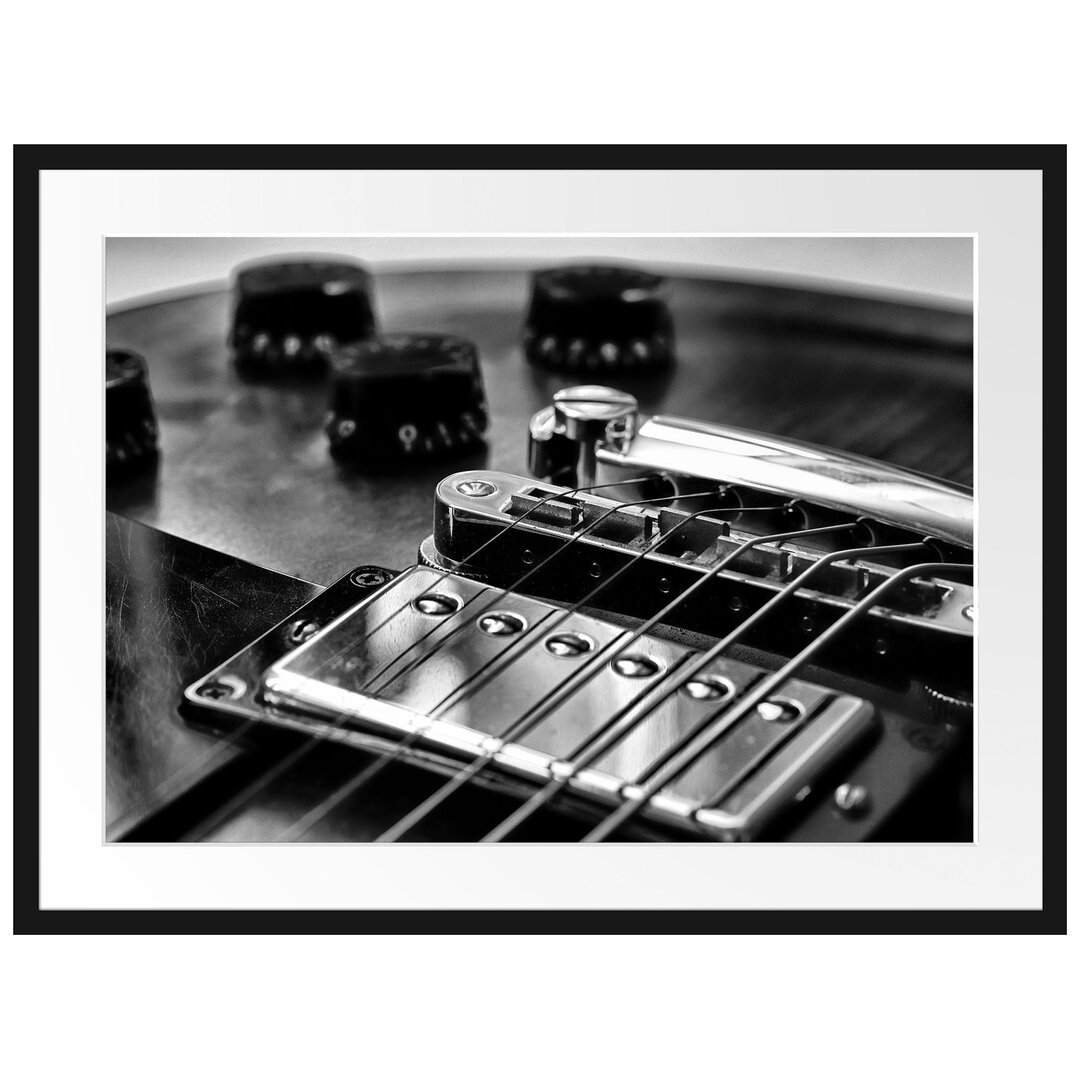 Gerahmtes Poster Black and White Guitar, Gitarre