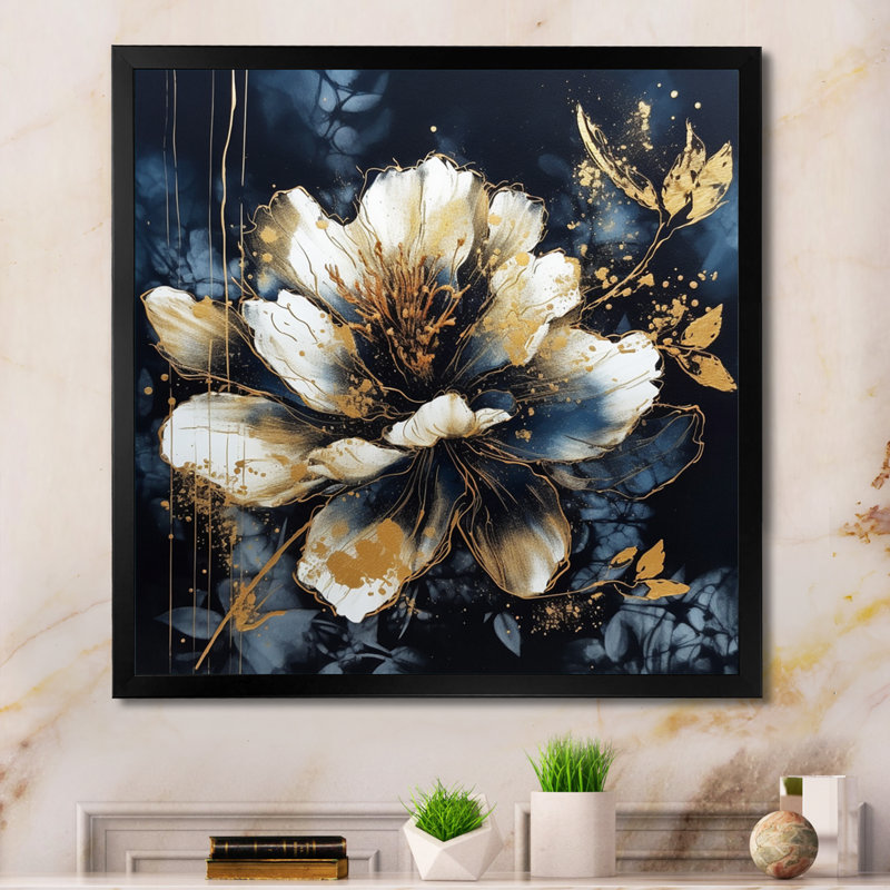 Fleur d'œillet Ruchie IV sur toile, Cadre photo noir, H 16 po x l 16 po x P 1 po