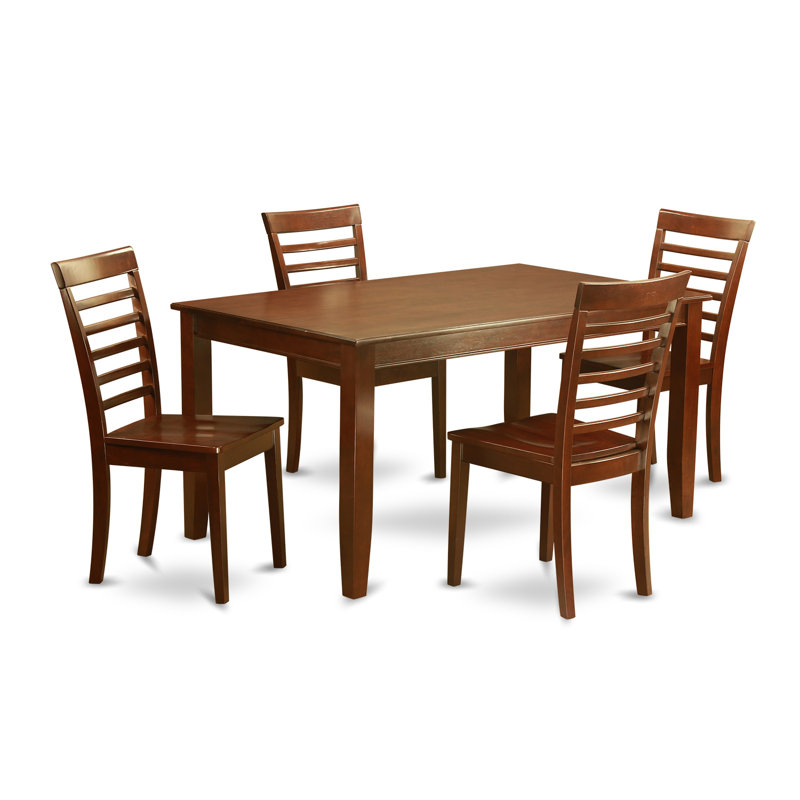 Ensemble de salle à manger 5 pièces comprenant une table rectangulaire et 4 chaises de cuisine, acajou, Non