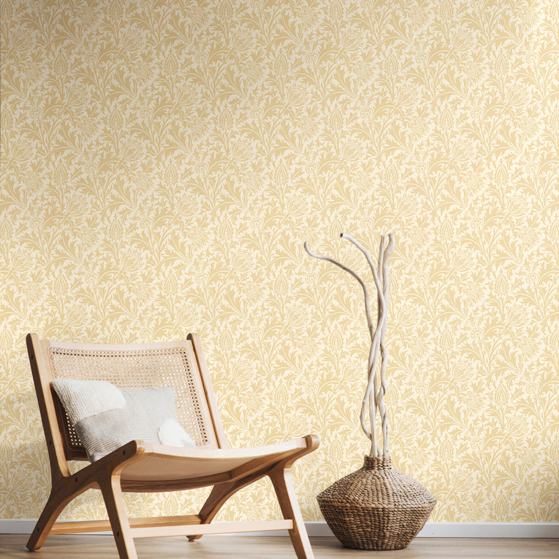 Thistle Damask - Soft Gold, Yellow