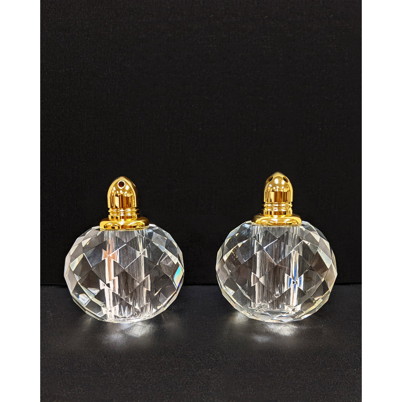 Salière et poivrière ronde en cristal, Or