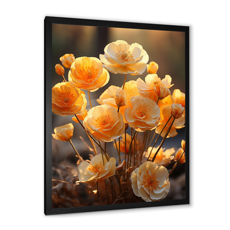 «Peach Flowers Sunny Buttercups II», impressions sur toile florales et botaniques, H 20 po x l 12 po x P 1 po