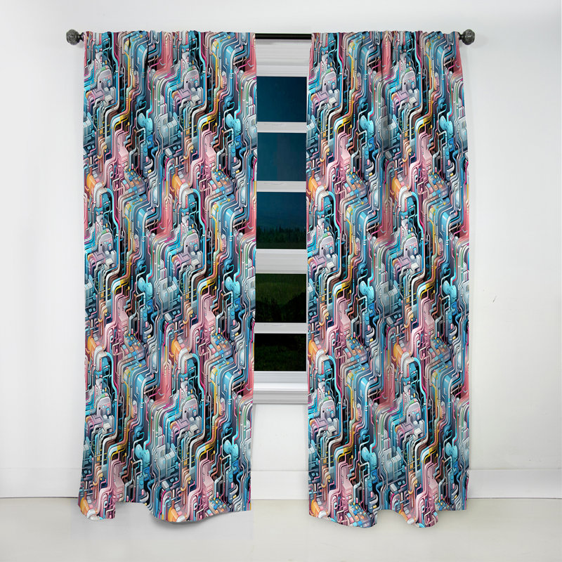 Rideau occultant abstrait Techno Matrix Futuristic Dreams Edm II - 1 panneau, L 52 po x L 108 po