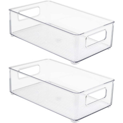 Sorbus 2 Pack Medium Stackable Clear Storage and Organizer Bins with Handles