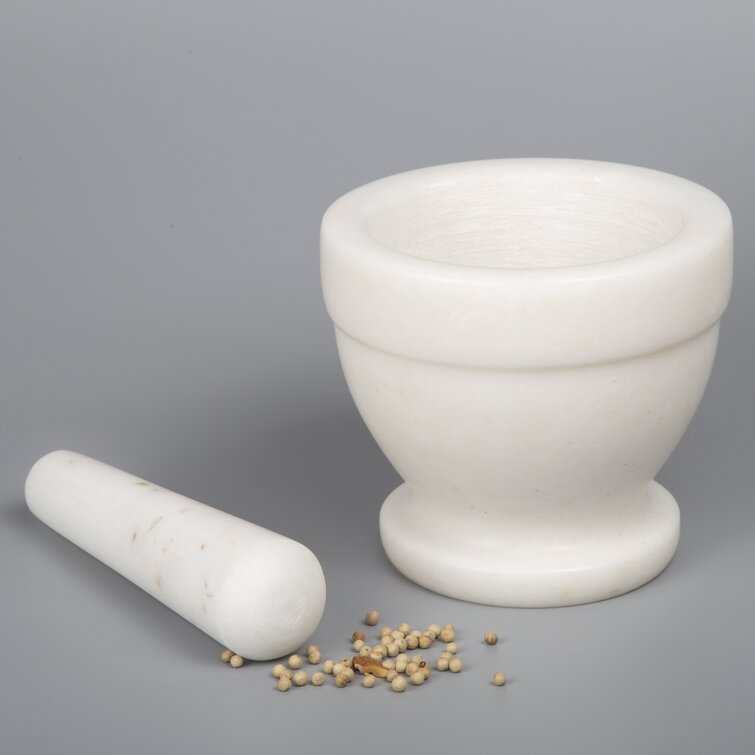 Creative Home Marble Mortar and Pestle, White