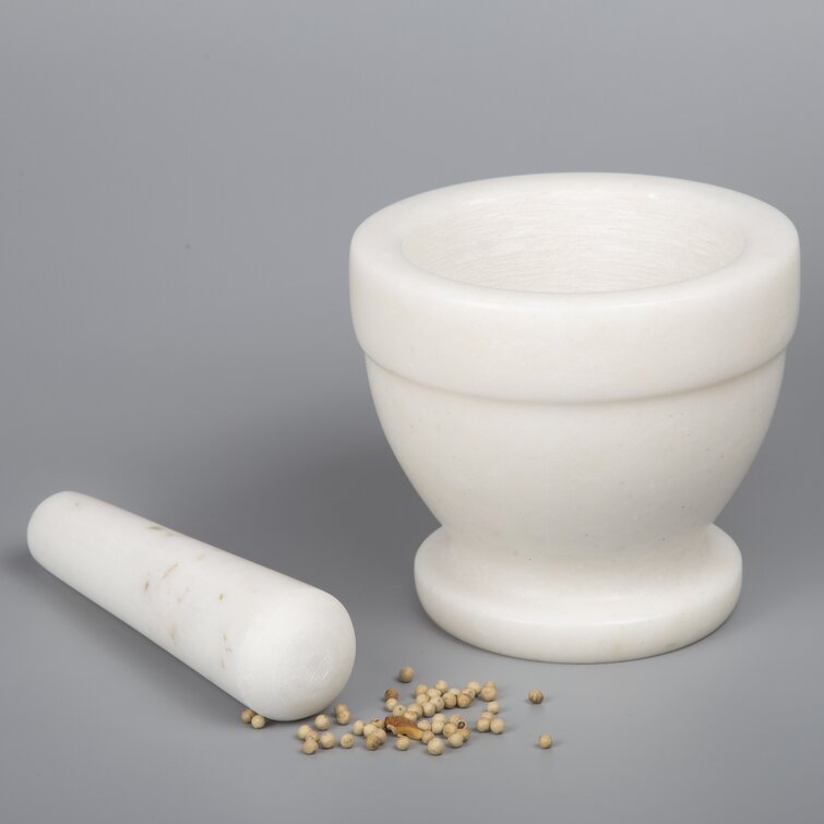 Creative Home White Marble Mortar and Pestle