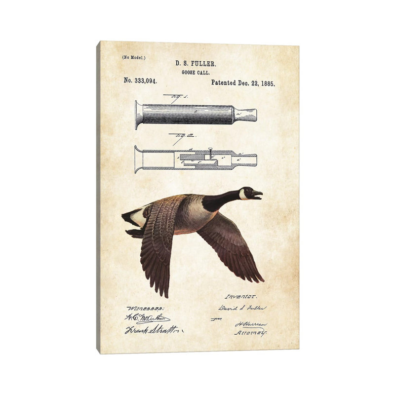 Goose Call by Patent77 - Wrapped Canvas Gallery-Wrapped Canvas Giclée, 20.32 cm H x 30.48 cm W