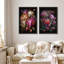 «Flower Blossom Moody Colorful Blossom Flowers Bouquet Floral», reproduction d'art sur toile encadrée 2 pièces-91069009-91069010