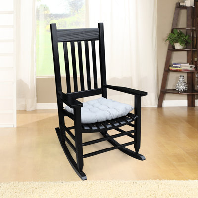 Farmington Wooden Porch Rocker Chair - Black, Crafted Using Solid Hardwood, Offers A Spacious Seat & Armrest, Strong Slatted Back, Easy To Install, 250Lbs Weight Bearing Capacity Built With Has Wide Stable