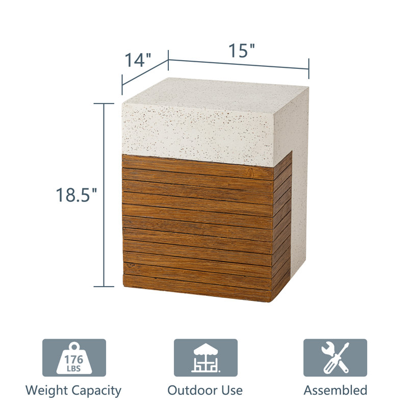 Canham Rectangle Concrete Outdoor Side Table